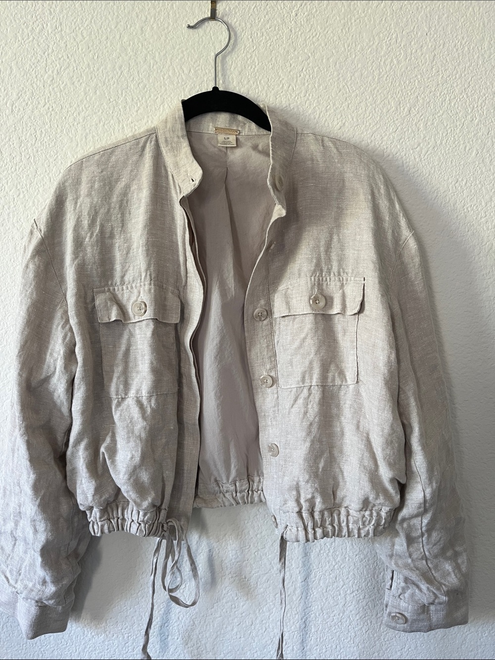 Magaschoni Neutral Beige 100% Linen Jacket